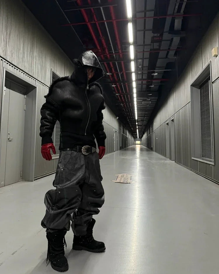 Waxed Metal Cascade Trousers