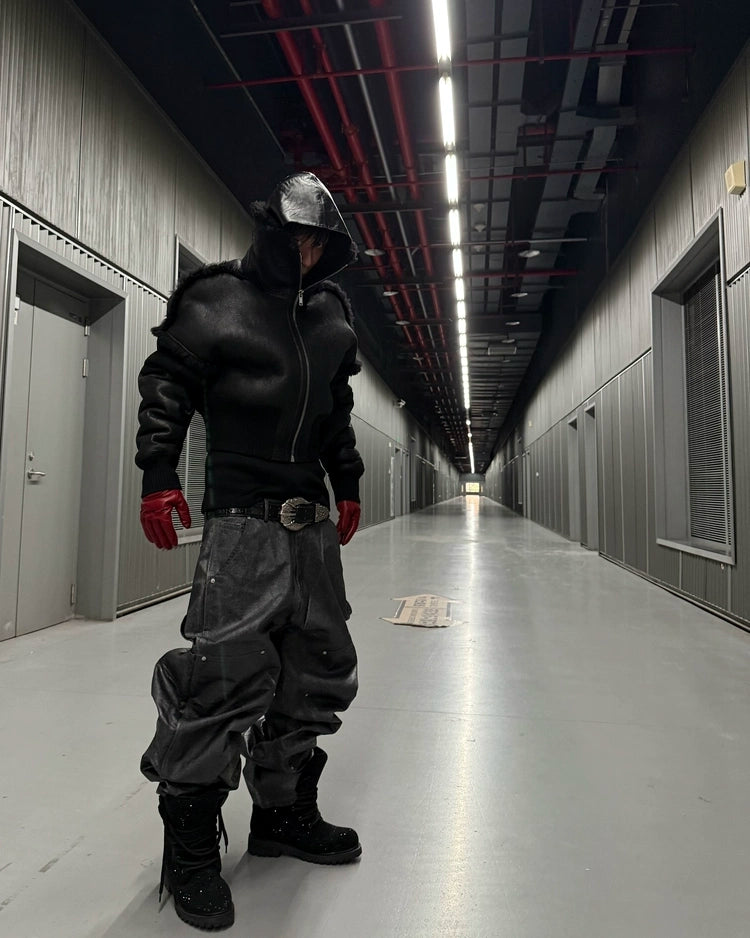 Waxed Metal Cascade Trousers