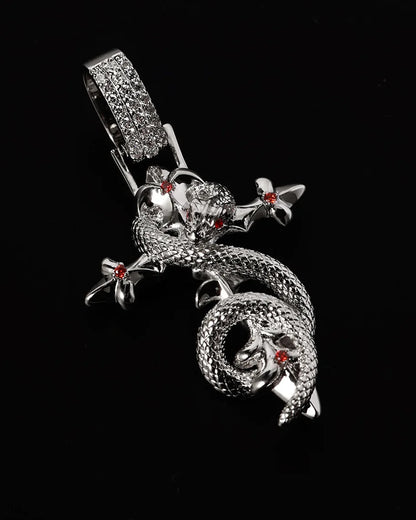 Crimson Serpent Cross Necklace