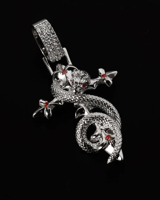 Crimson Serpent Cross Necklace