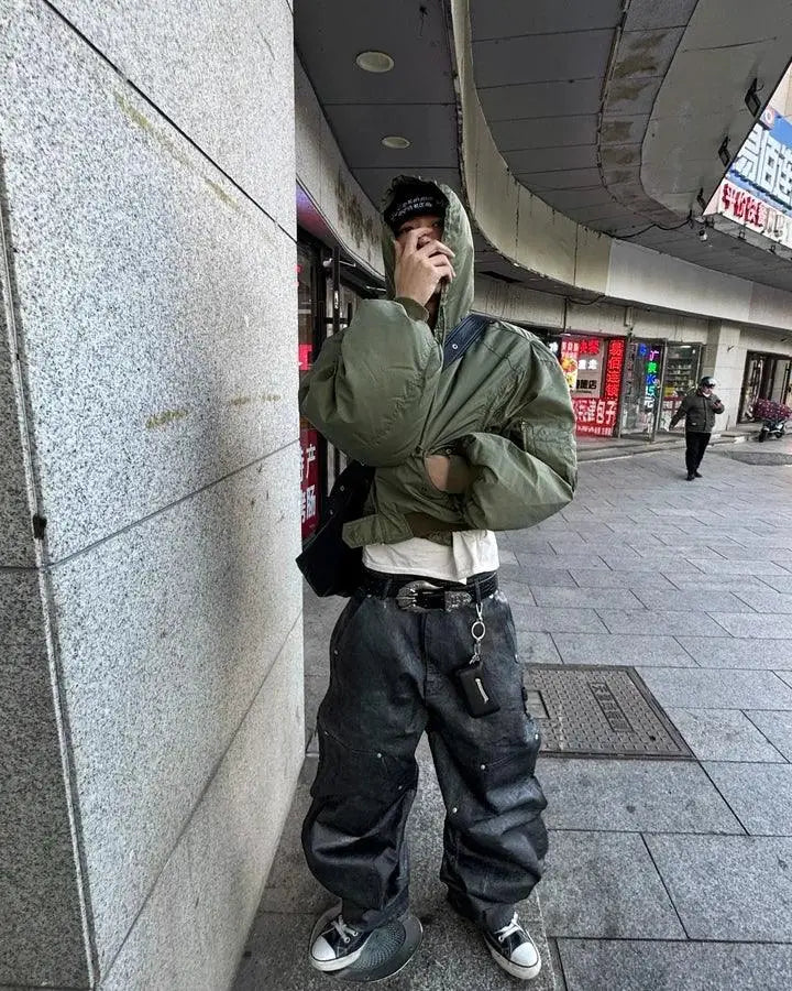 Waxed Metal Cascade Trousers