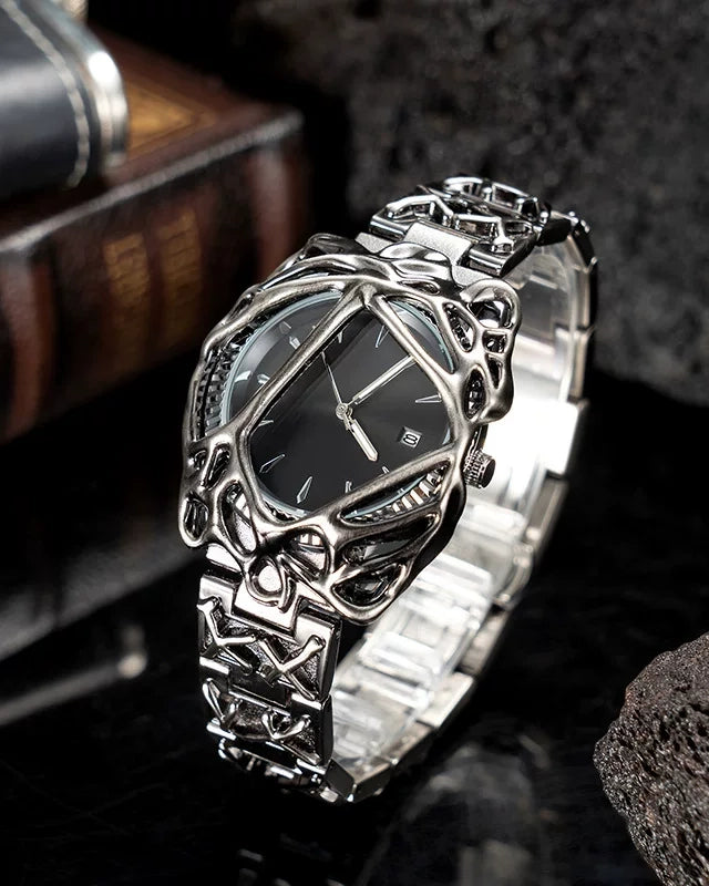 Dark Silver Artistic Shape Watch