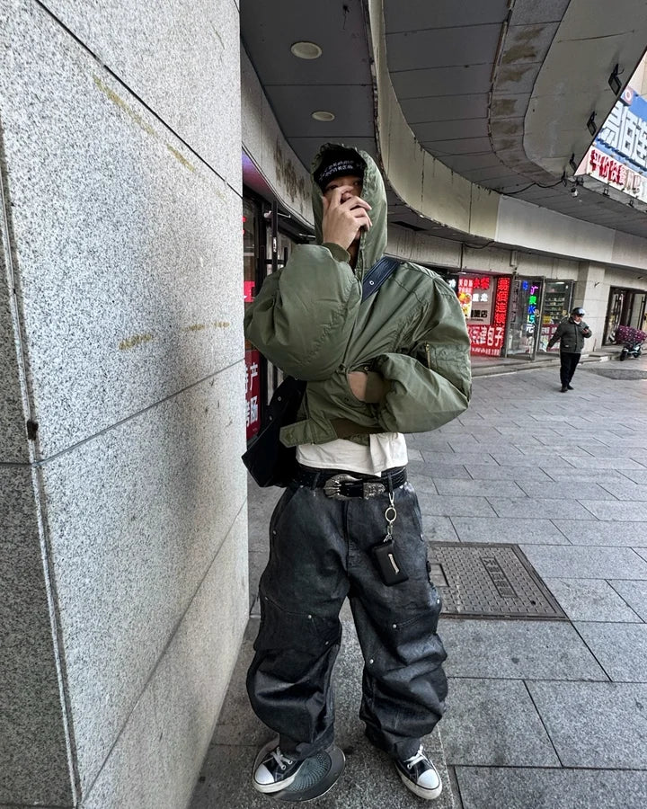 Waxed Metal Cascade Trousers