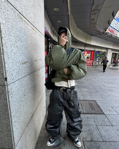 Waxed Metal Cascade Trousers