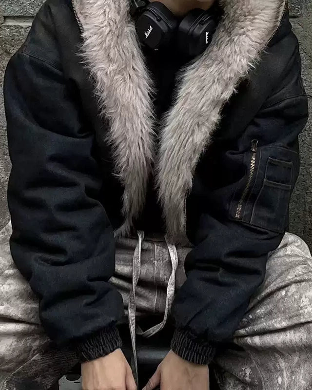 Frostlined Denim Hoodie