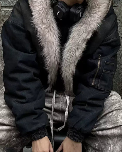 Frostlined Denim Hoodie