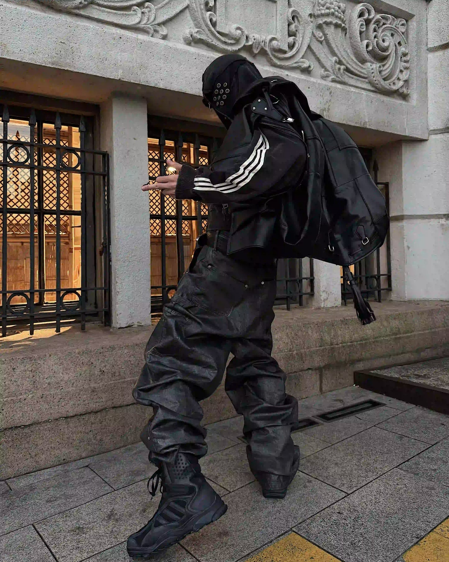 Waxed Metal Cascade Trousers