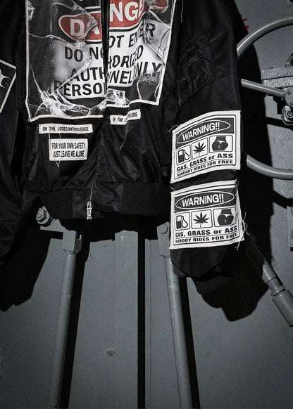 Warning label printed short style coat（glossy）