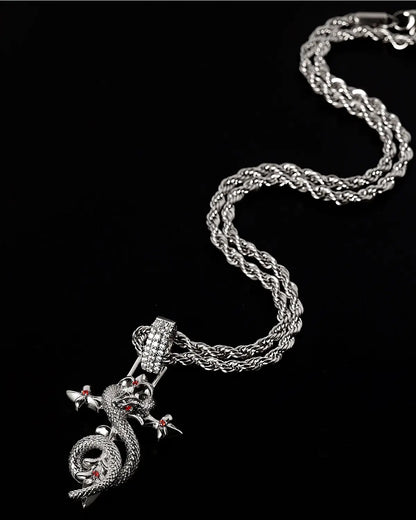 Crimson Serpent Cross Necklace