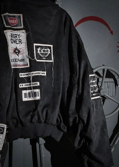 Warning label printed short style coat