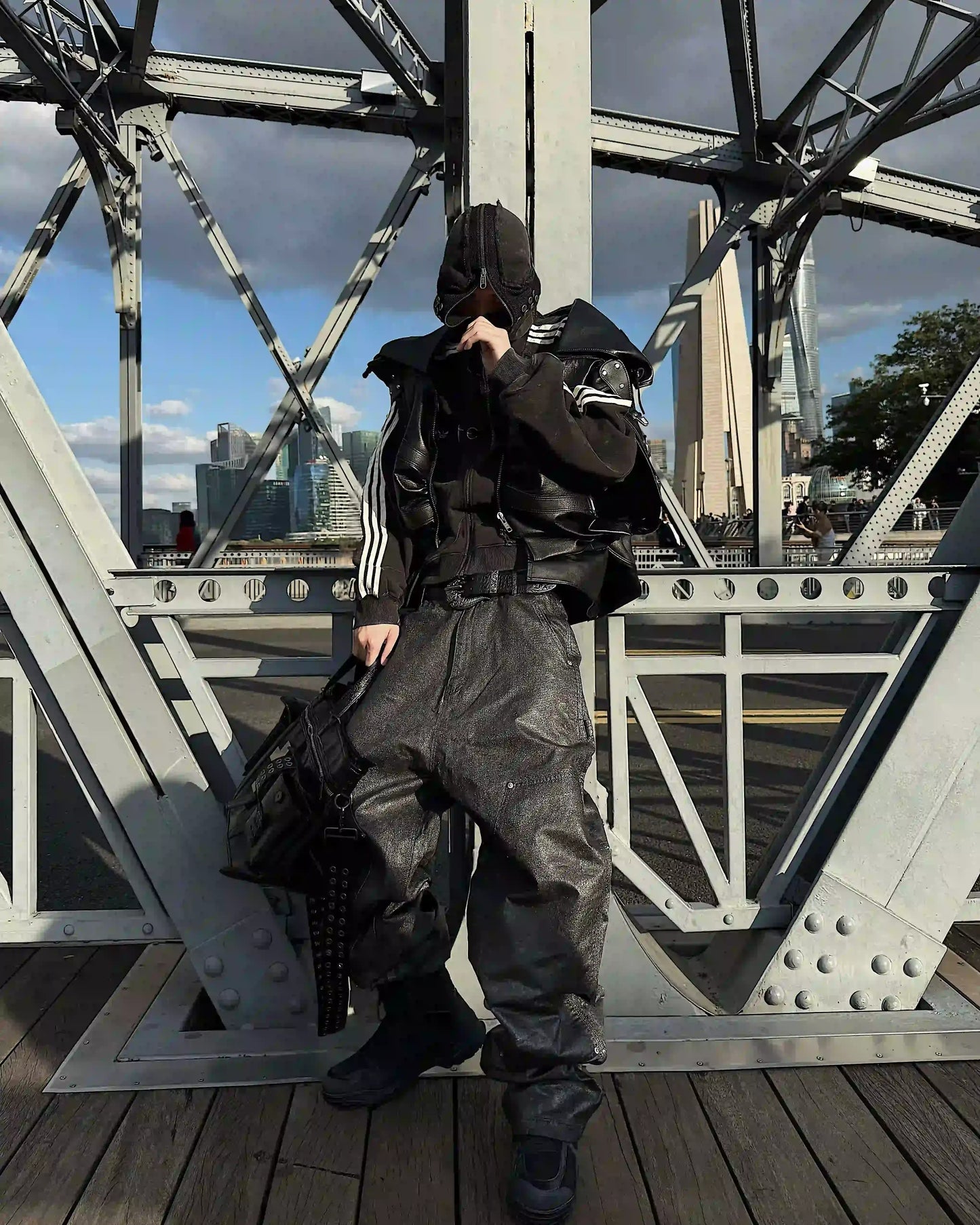 Waxed Metal Cascade Trousers