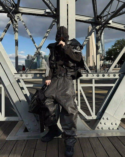 Waxed Metal Cascade Trousers