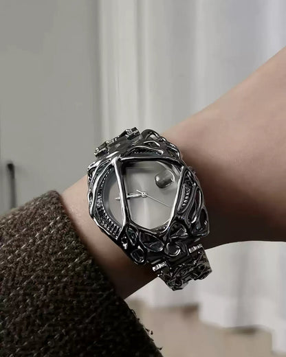 Dark Silver Artistic Shape Watch