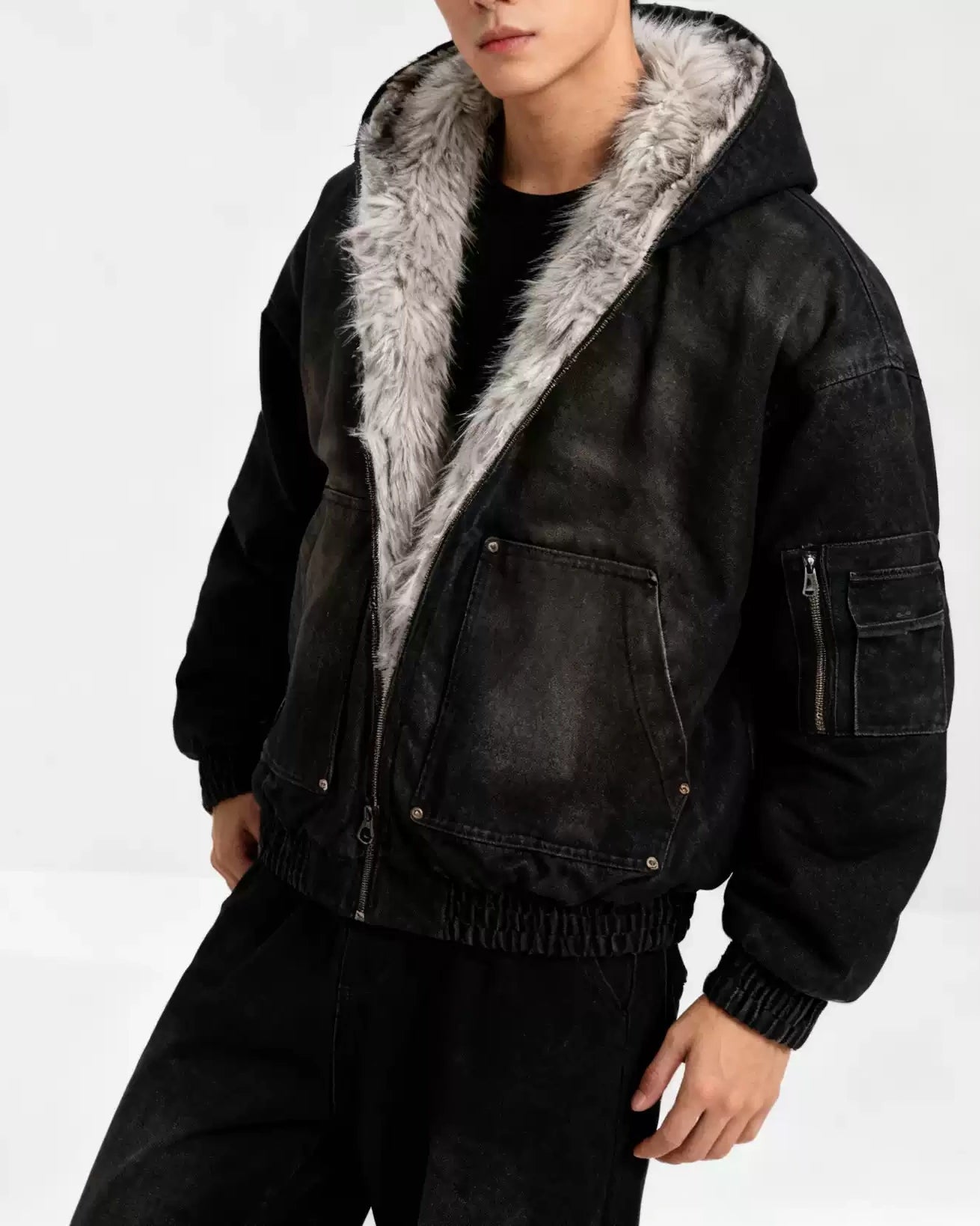 Frostlined Denim Hoodie