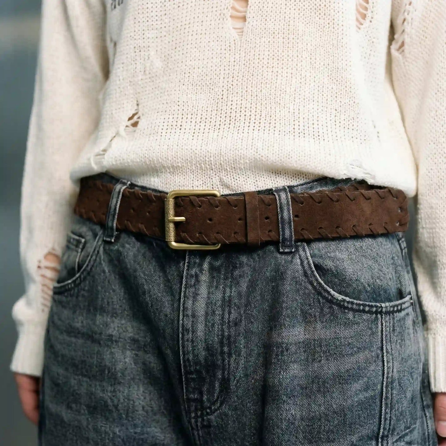 The Artisan Whipstitch Suede Belt