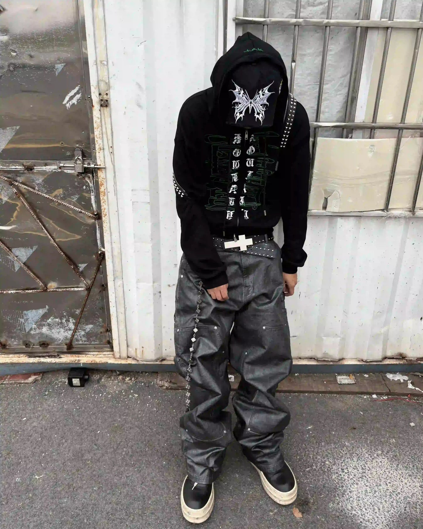 Waxed Metal Cascade Trousers