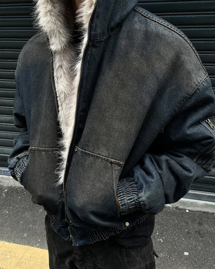 Frostlined Denim Hoodie