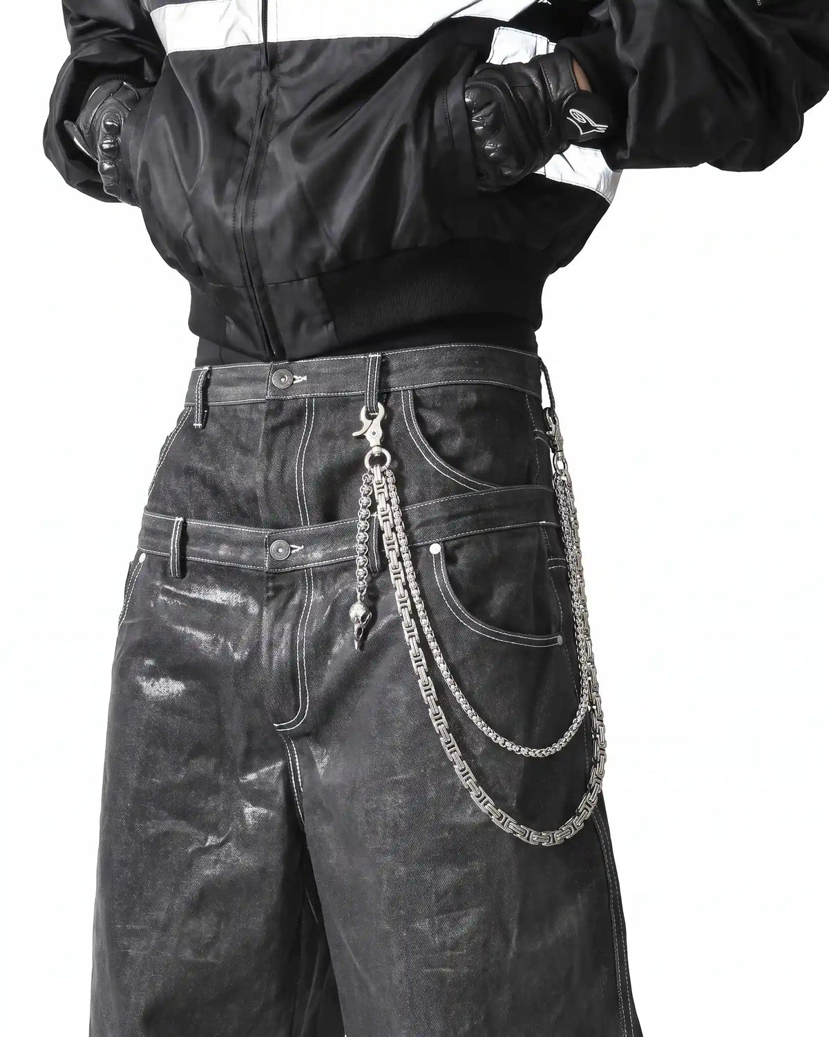 Cadena bizantina para pantalones de cuervo