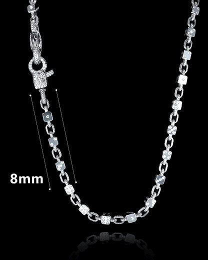 Dice-shaped matrix belt chain