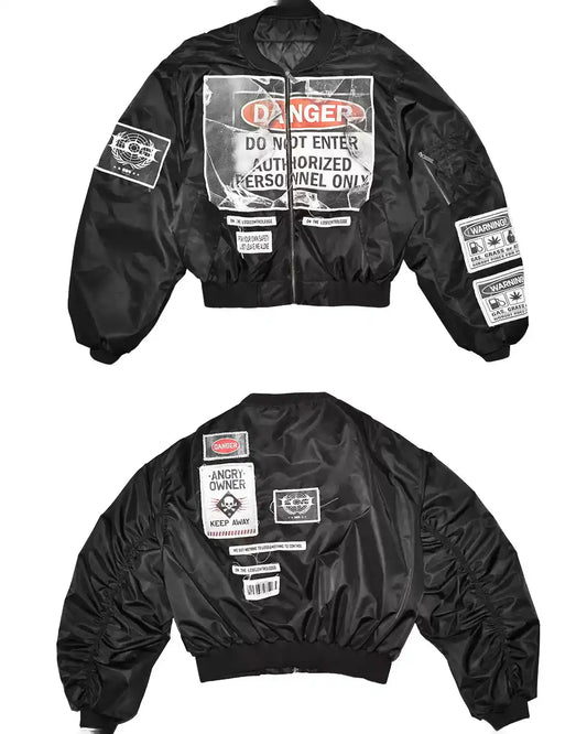 Warning label printed short style coat（glossy）