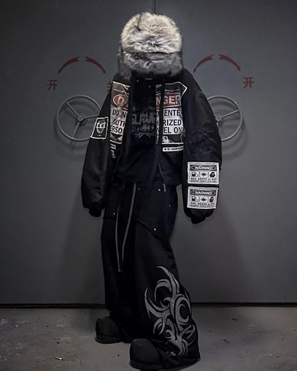 Warning label printed short style coat（glossy）