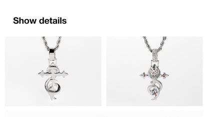 Crimson Serpent Cross Necklace