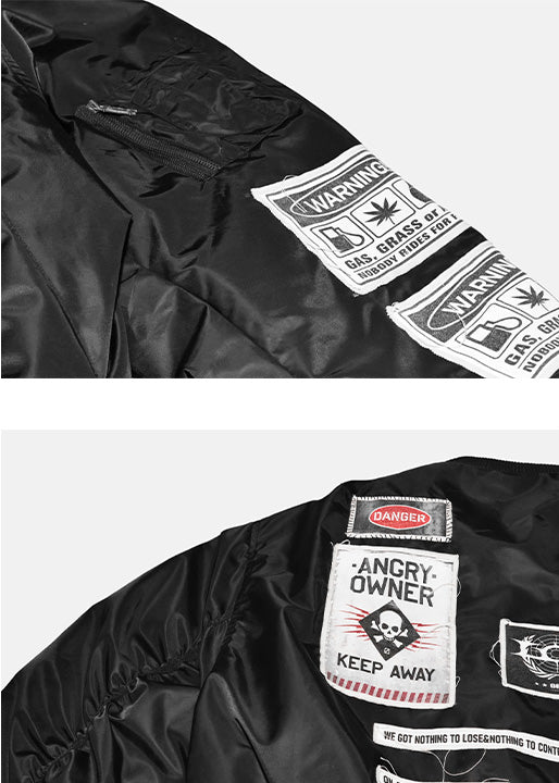 Warning label printed short style coat（glossy）
