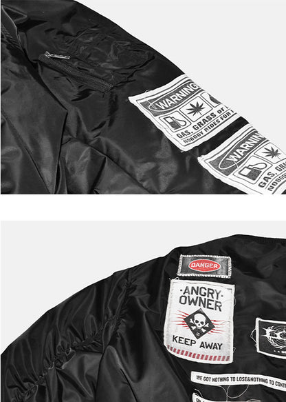 Warning label printed short style coat（glossy）