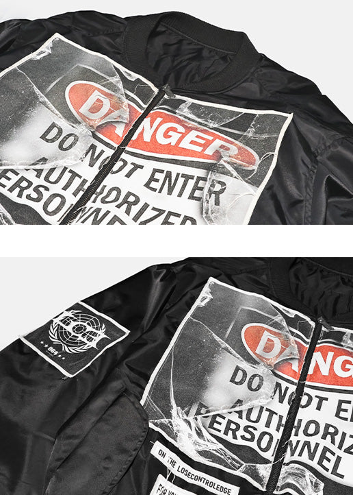 Warning label printed short style coat（glossy）