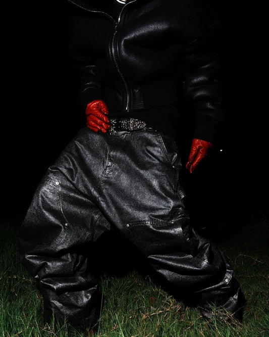 Waxed Metal Cascade Trousers